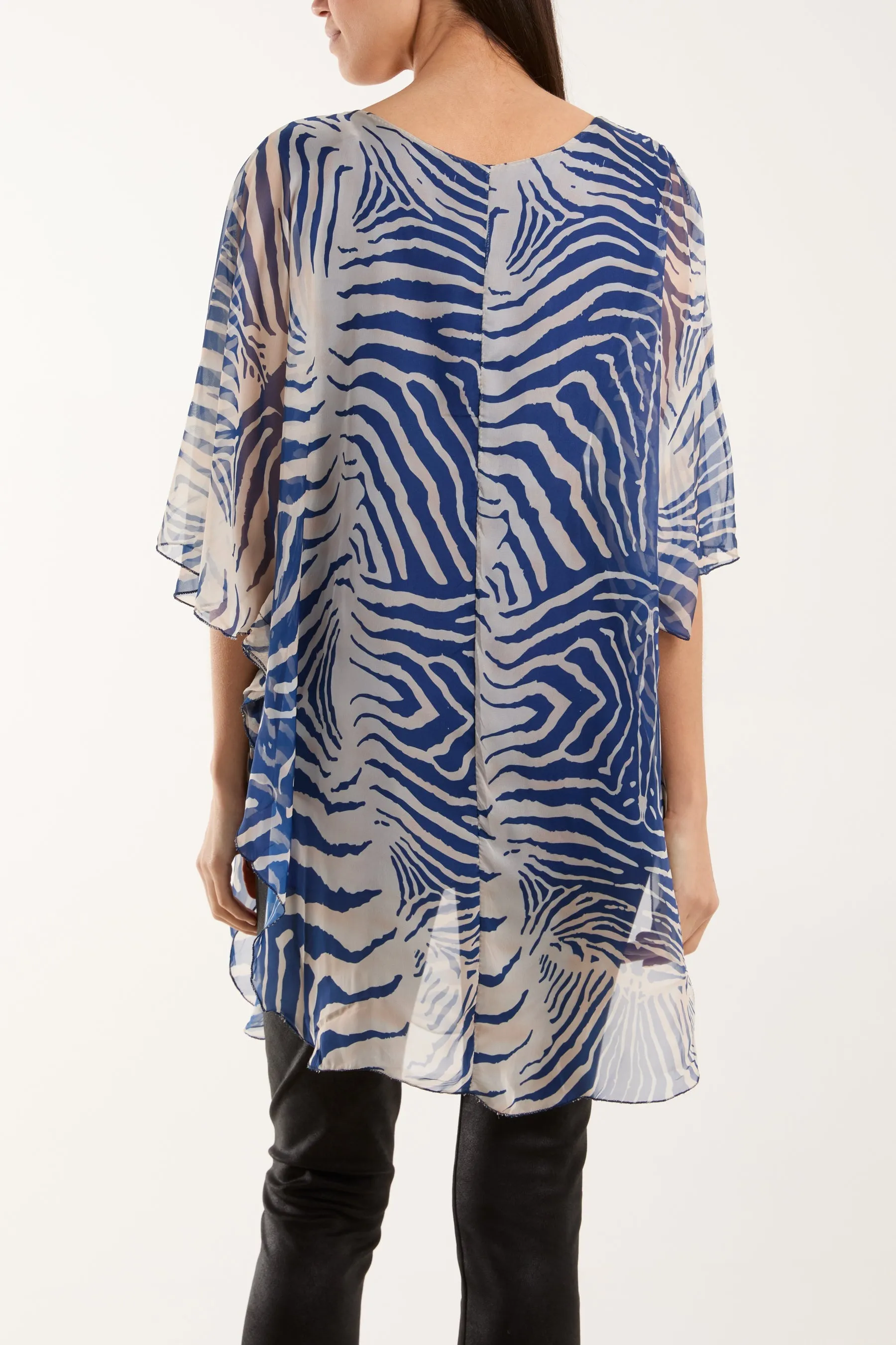 Zebra Print Sheer Long Blouse