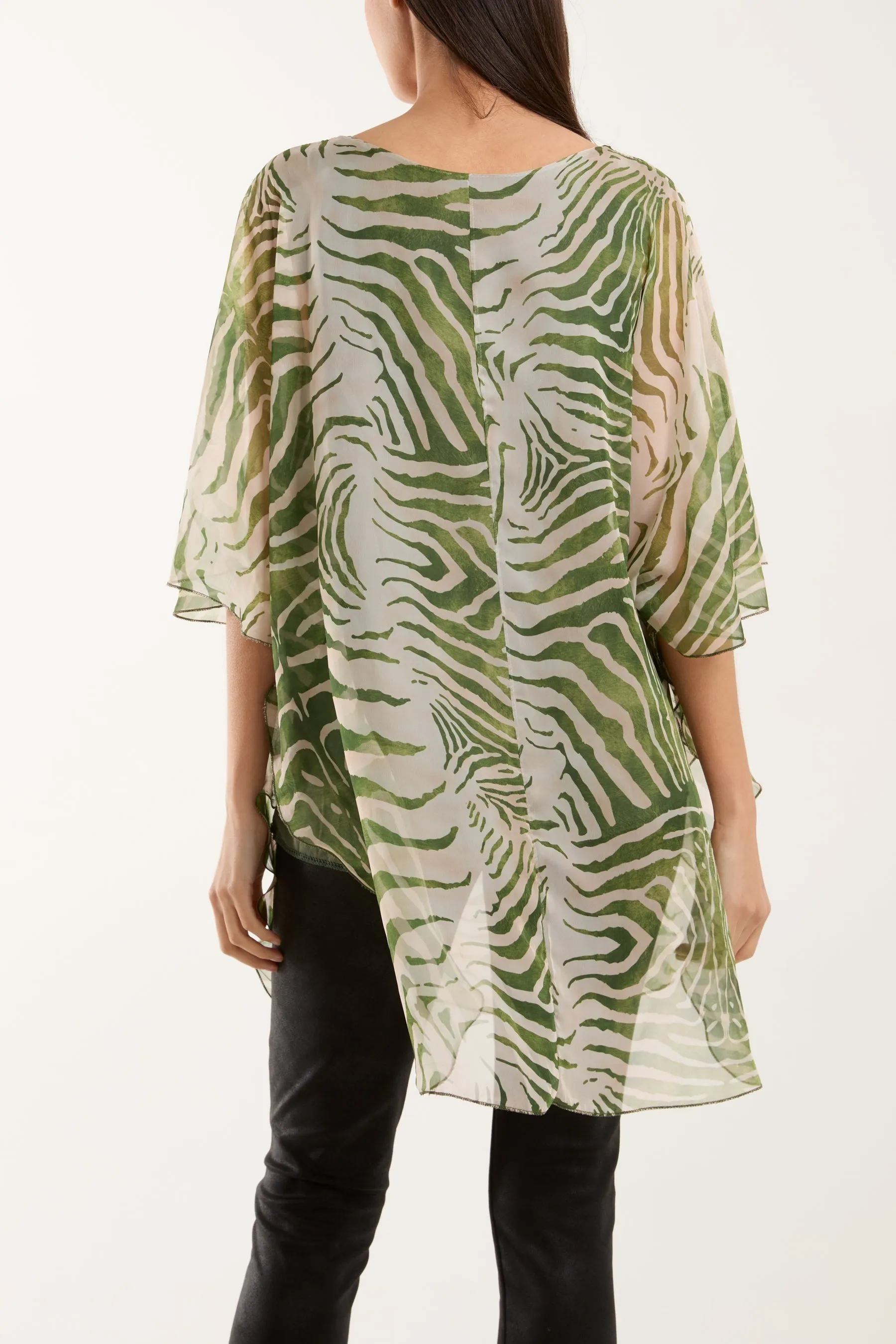 Zebra Print Sheer Long Blouse