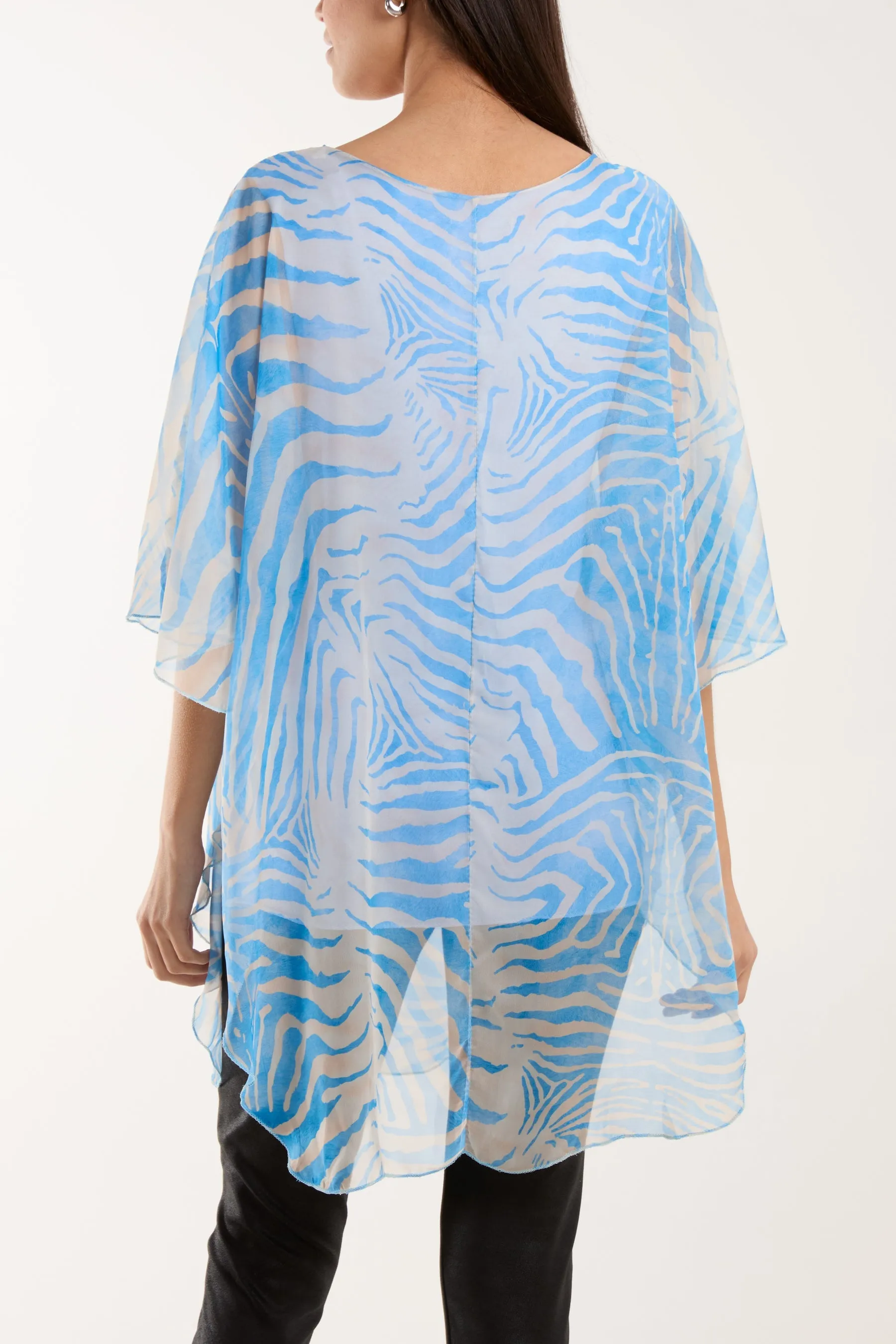 Zebra Print Sheer Long Blouse