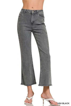 Zenana Ash Black Acid Wash Pants