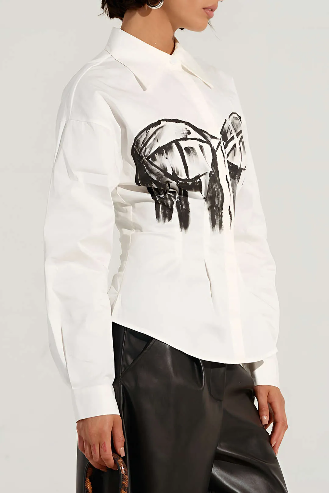 Zoey - Stylish Button Abstract Woman's Long Sleeve Shirt