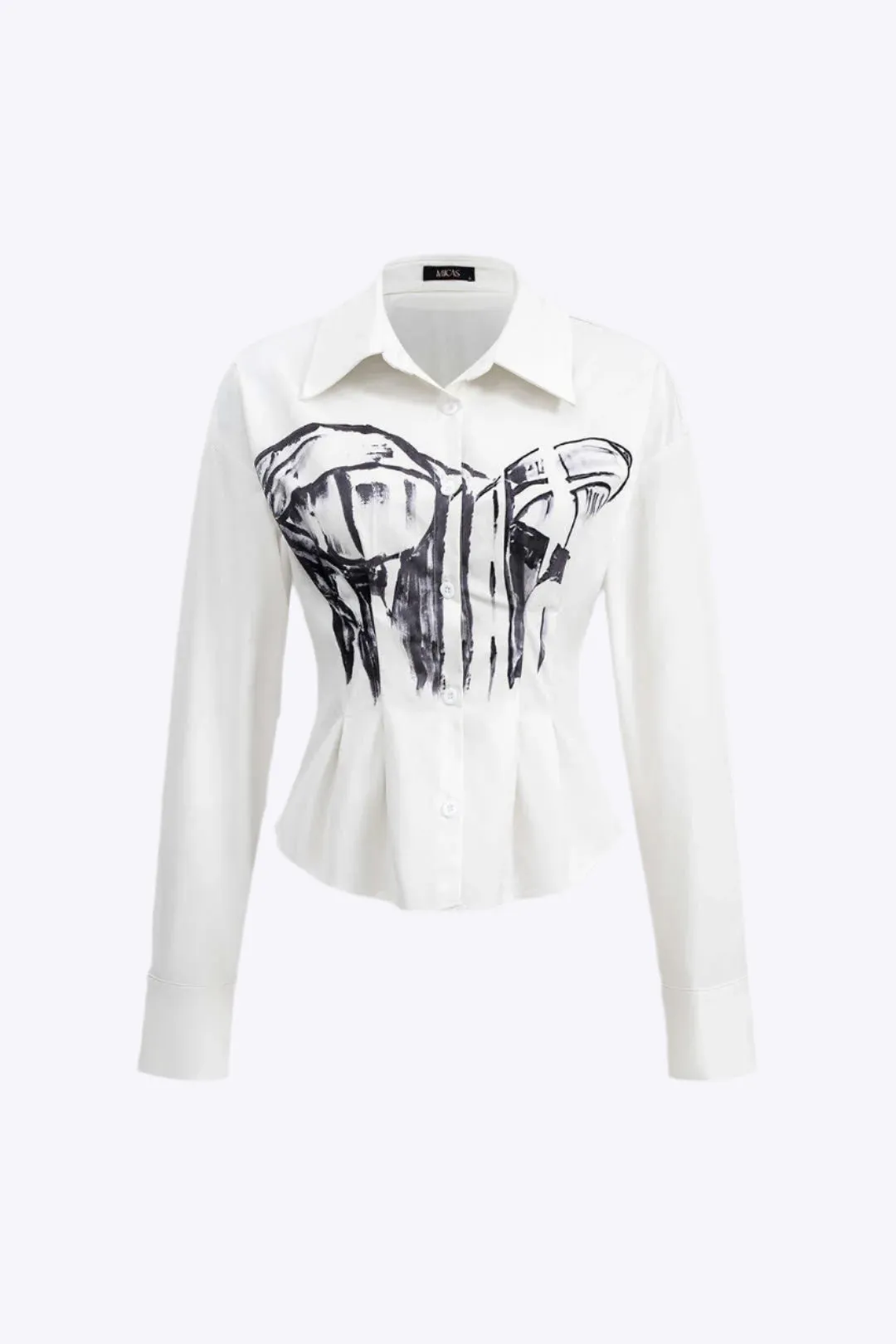Zoey - Stylish Button Abstract Woman's Long Sleeve Shirt